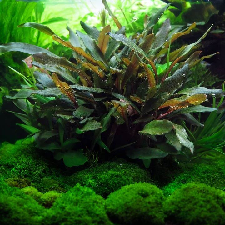 Bucephalandra sp. "Braun-rot narrow"